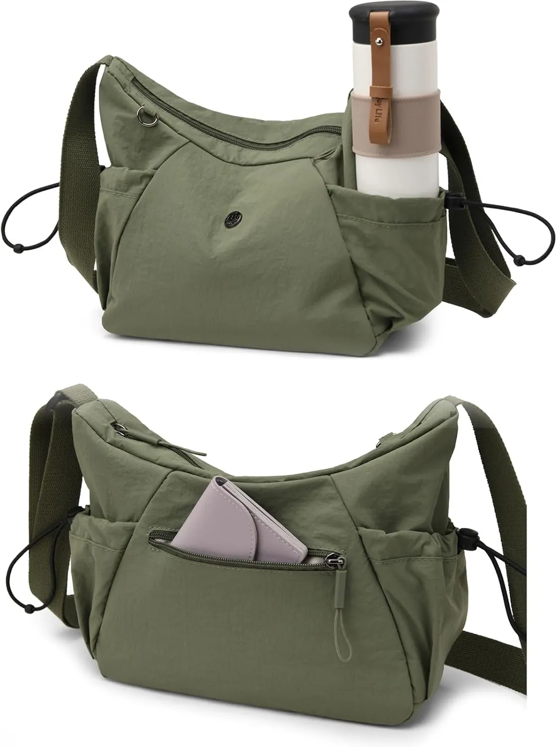 Crescent Crossbody Bags for Women,Nylon Slouchy Sling Hobo Bag Water Repellent Shoulder Handbag Cross body Purse