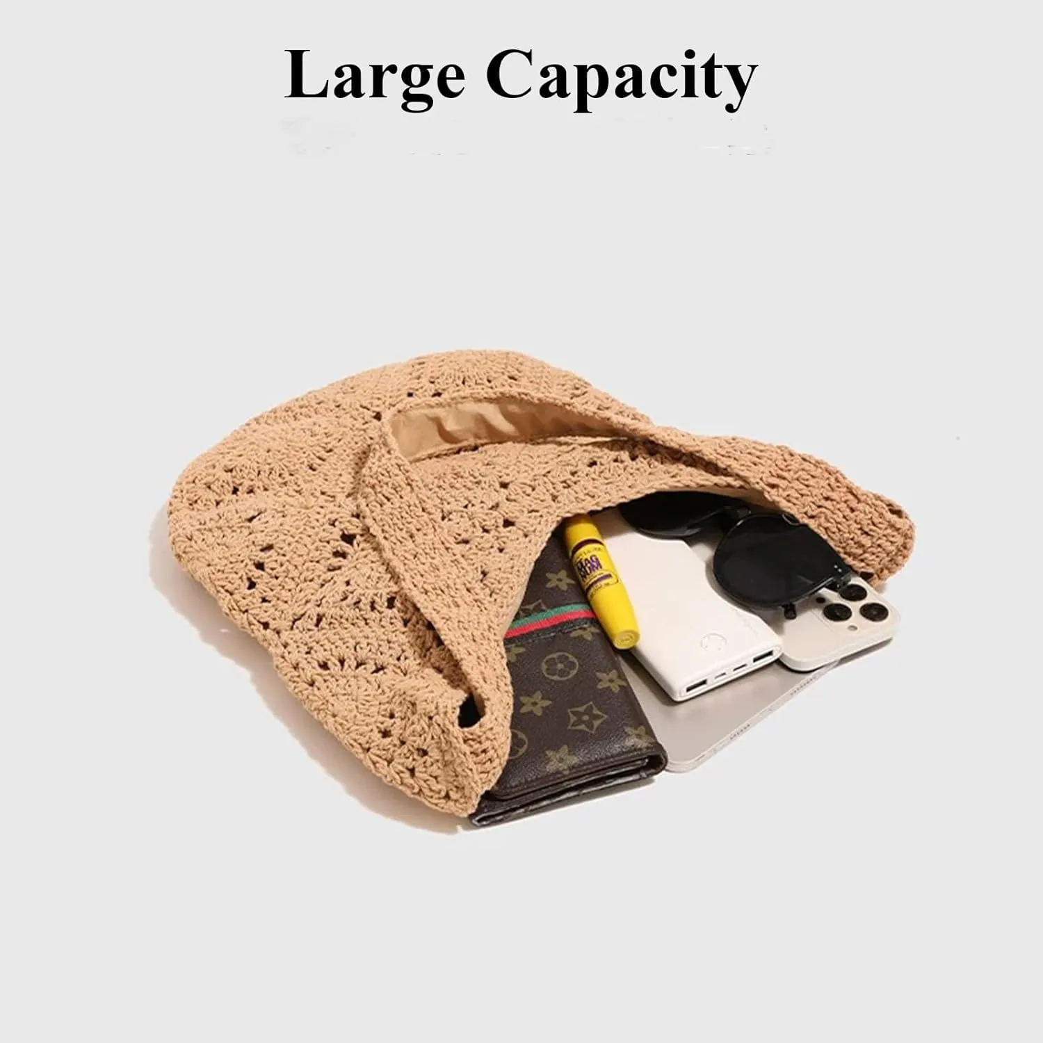 Crochet Beach Bag Beach Bags for Women Soft Summer Beach Tote Woven Purses for Summer Vacation