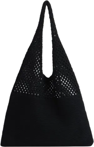 Crochet Mesh Tote Bag Retro Summer Hobo Bag for Women Flower Knitted Shoulder Bags Casual Beach Purse