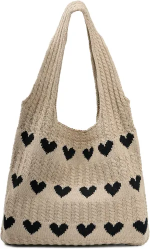 Crochet Tote Bag Cute Knit Summer Beach Tote Bags Aesthetic Vacation Bag for Women