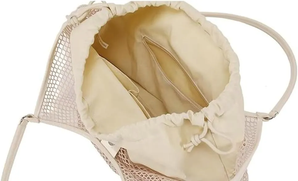 Crochet Tote Bag Women 2025 Summer Trendy Mesh Beach Bags Knitted Shoulder Purse Large Handbags Picnic Vacation