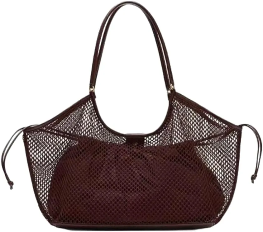 Crochet Tote Bag Women 2025 Summer Trendy Mesh Beach Bags Knitted Shoulder Purse Large Handbags Picnic Vacation