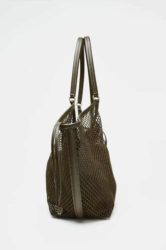 Crochet Tote Bag Women 2025 Summer Trendy Mesh Beach Bags Knitted Shoulder Purse Large Handbags Picnic Vacation