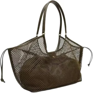 Crochet Tote Bag Women 2025 Summer Trendy Mesh Beach Bags Knitted Shoulder Purse Large Handbags Picnic Vacation
