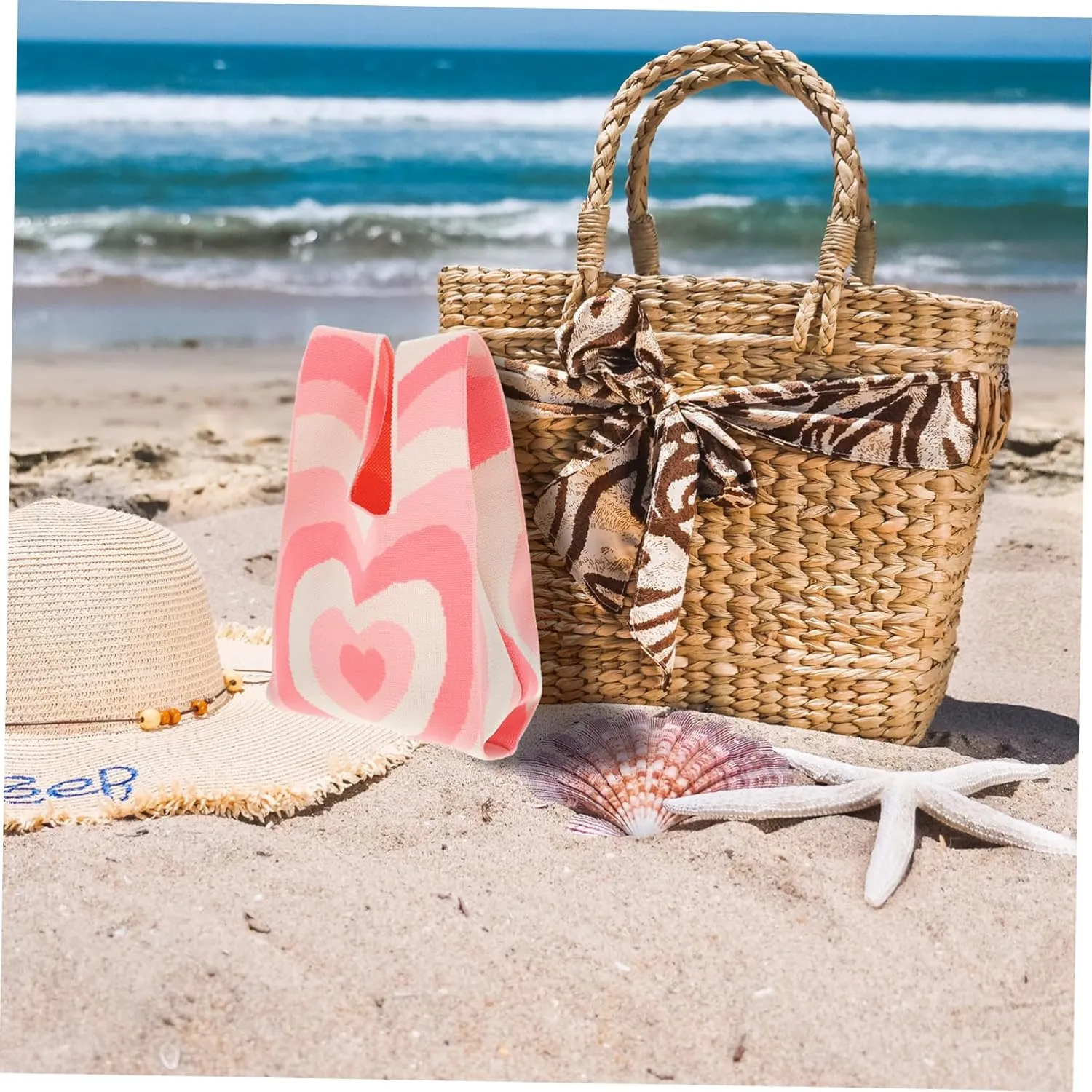 Crochet Tote Knitted Shoulder Bag Crocheted Handbag Woven Tote Bag Bags Knit Tote Bag Women