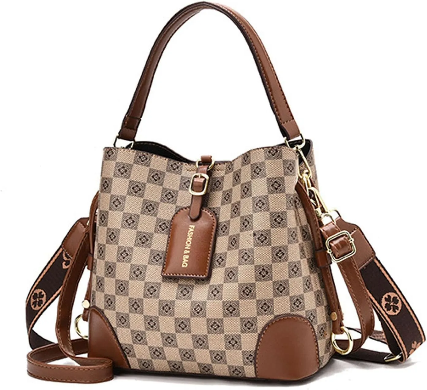Cross Body Bag Purses for Women - PU Leather Crossbody Bucket Bag with Two Adjustable Shoulder Strap, Multiple Pockets