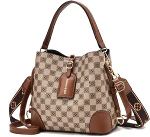 Cross Body Bag Purses for Women - PU Leather Crossbody Bucket Bag with Two Adjustable Shoulder Strap, Multiple Pockets