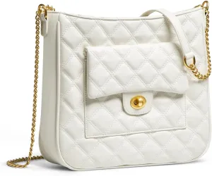 Crossbody Bag for Women, Quilted Crossbody Handbags Trendy Leather Purse Shoulder Bag with Adjustable Chain Strap