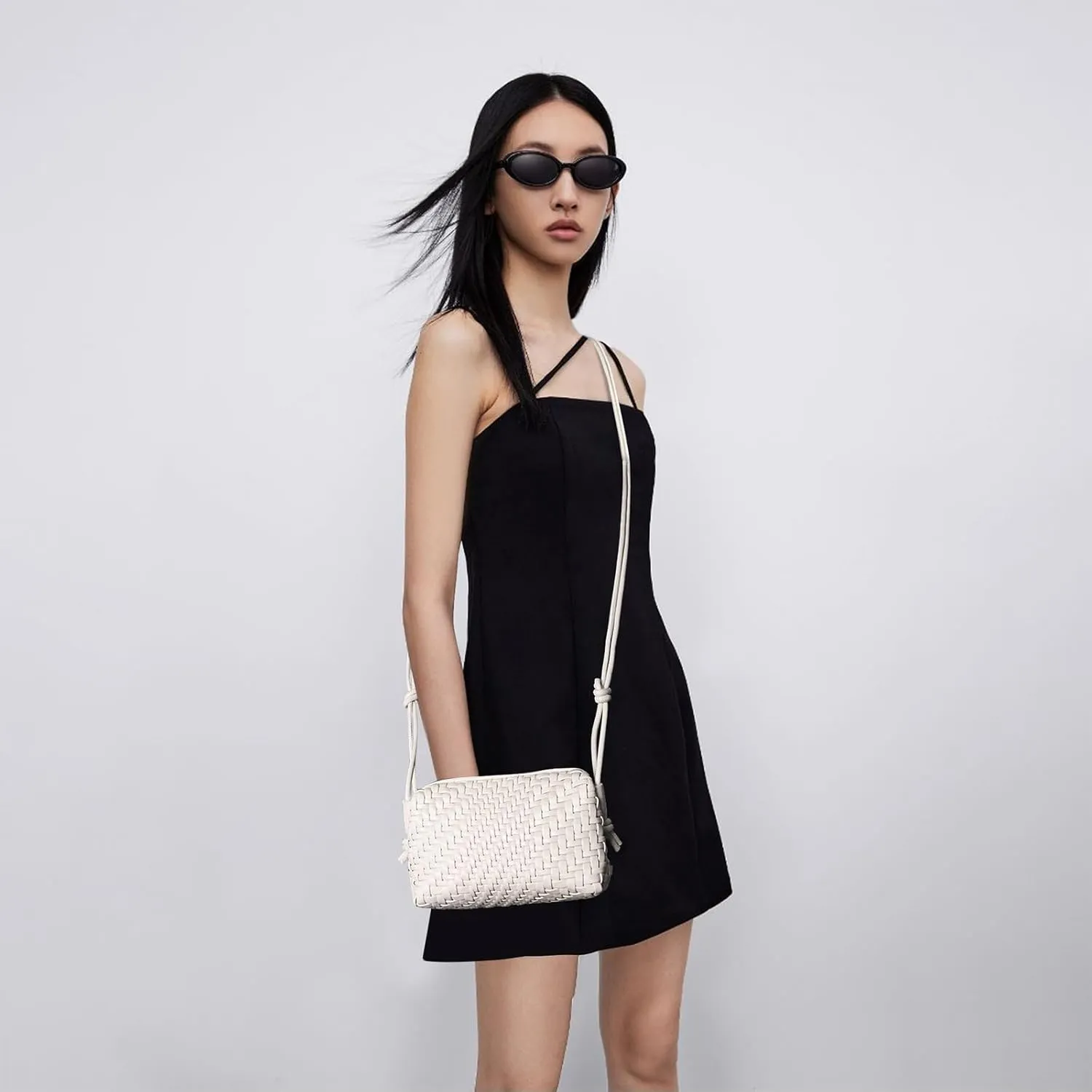 Crossbody Bag for Women Trendy Woven Purse Vegan Leather Small Shoulder Handbags with Strap