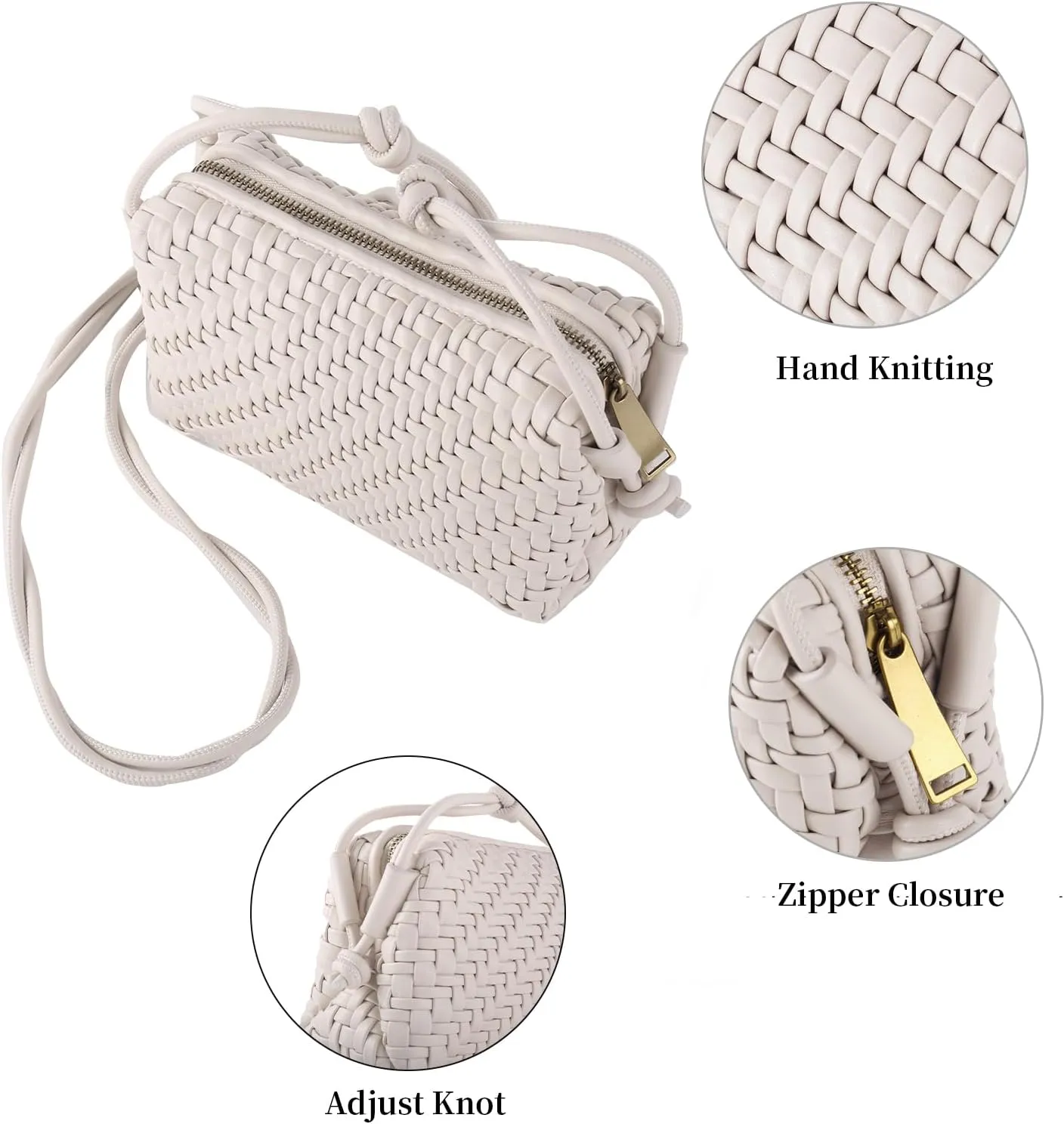 Crossbody Bag for Women Trendy Woven Purse Vegan Leather Small Shoulder Handbags with Strap