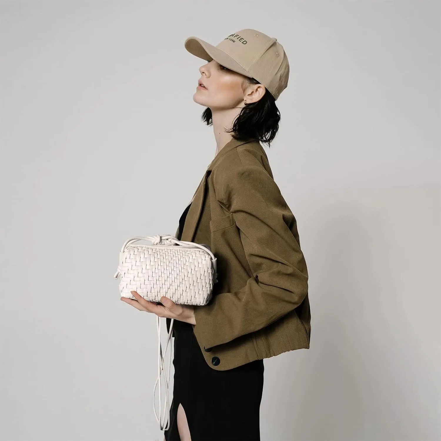Crossbody Bag for Women Trendy Woven Purse Vegan Leather Small Shoulder Handbags with Strap