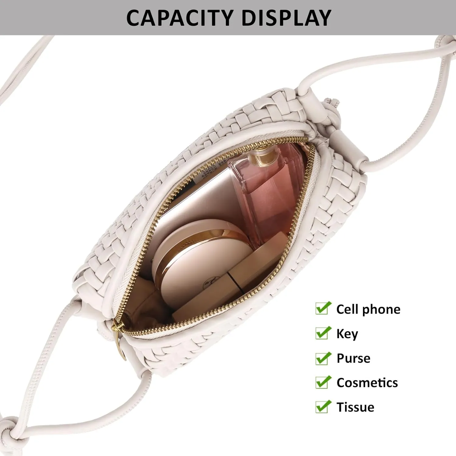 Crossbody Bag for Women Trendy Woven Purse Vegan Leather Small Shoulder Handbags with Strap