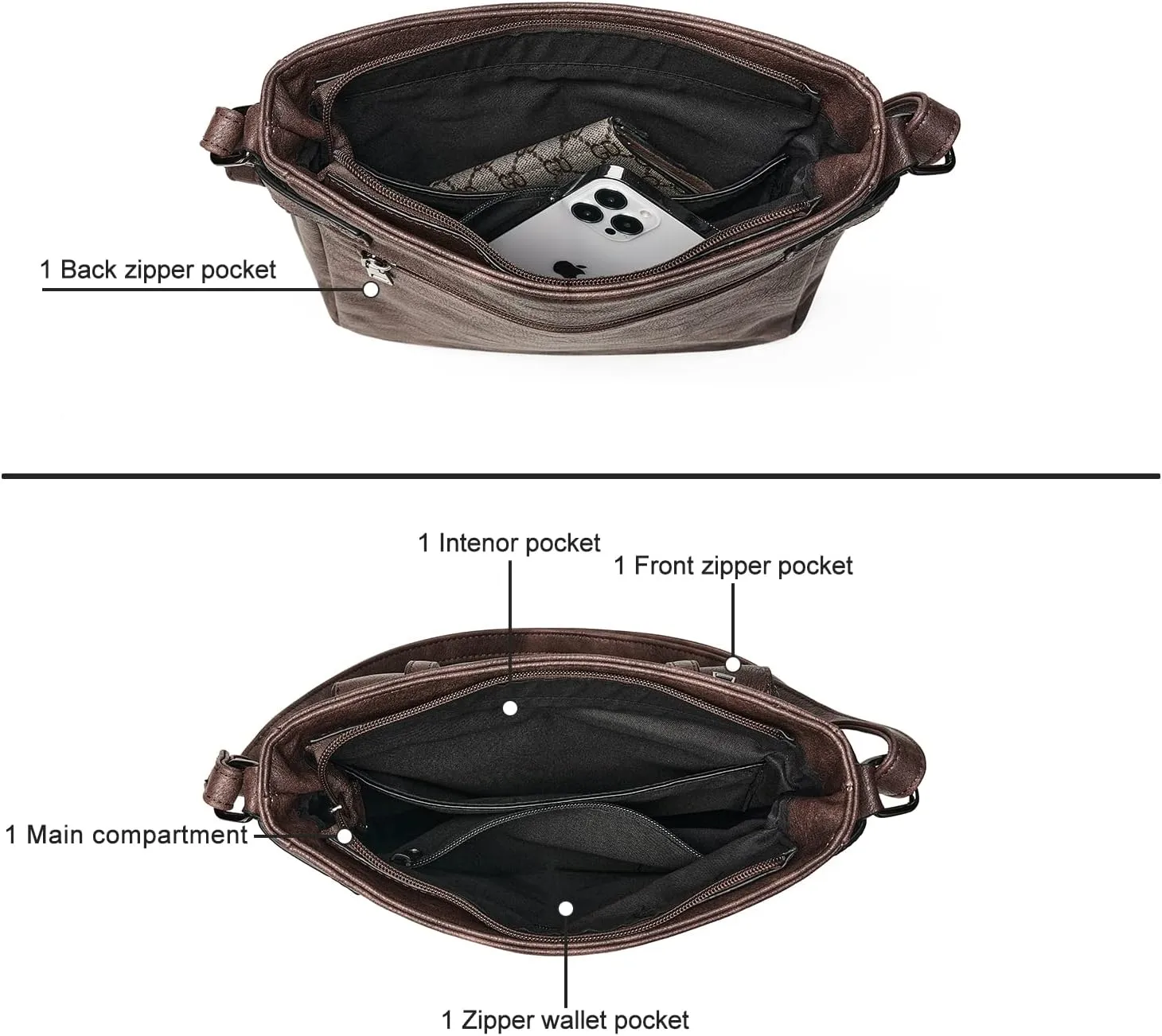 Crossbody Bags for Women Leather Purses: Fashion Women's Shoulder Handbags Medium Size Travel Ladies Cross Body Bag