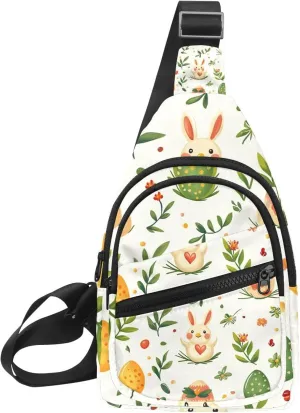 Crossbody Bags for Women Men Holy Easter Bunny Easter Eggs Sling Bag Bakpack Casual Chest Bag with Convertible Shoulder Strap