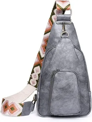 Crossbody Bags for Women Sling Bag Leather Fanny Pack Fashion Chest Bag Small Backpack Adjustable Straps Purse