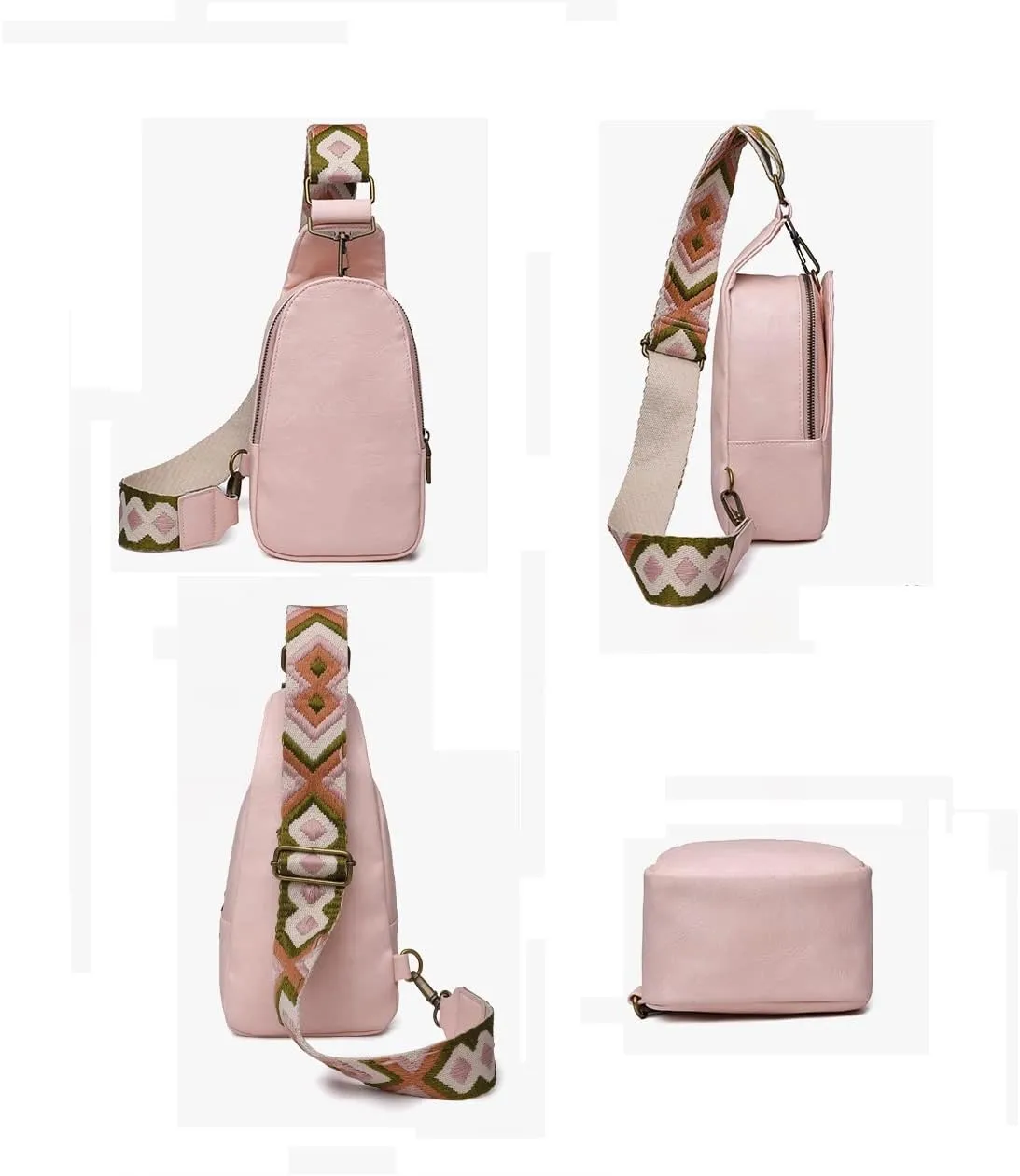 Crossbody Bags for Women Small Sling Bag Leather Cell Phone Bag Chest Bag Coin Purse Adjustable Straps Backpack (Bean paste)