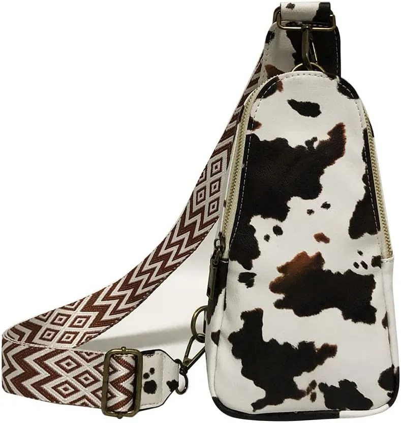 Crossbody Bags for Women Small Sling Bag Leather Cell Phone Bag Chest Bag Coin Purse Adjustable Straps Backpack (Cows)