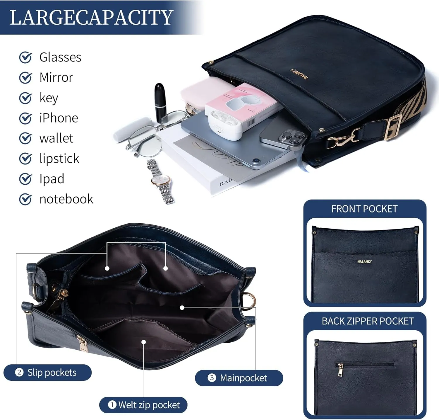 Crossbody Bags for Women Vegan Leather Hobo Handbag Fashion Shoulder Purses with Adjustable Strap