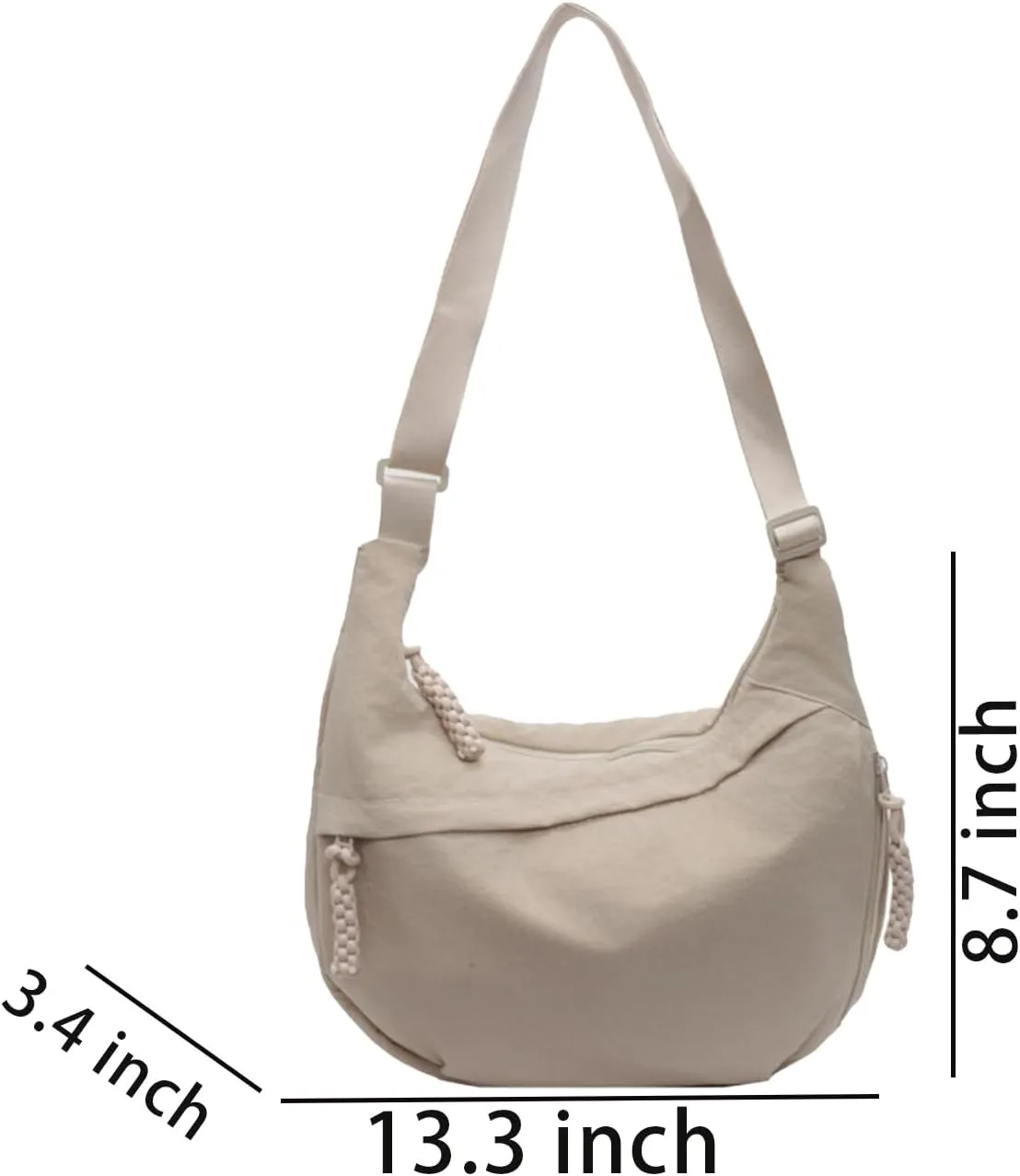 Crossbody Nylon Crescent Bag for Women - Lightweight Small Hobo With 2 Pack Inner Dumpling Bag - Casual