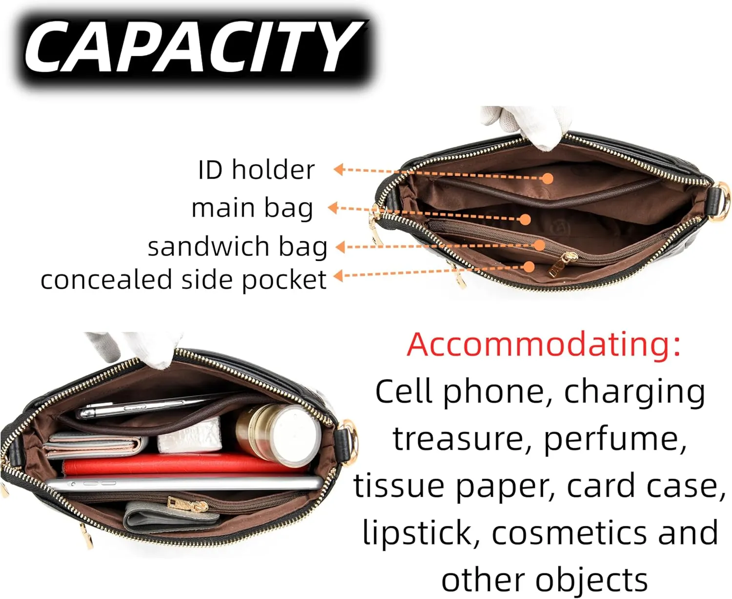 Crossbody Purses For Women Multi Pockets shoulder Handbag With Adjustable Strap Under the Arm Purses