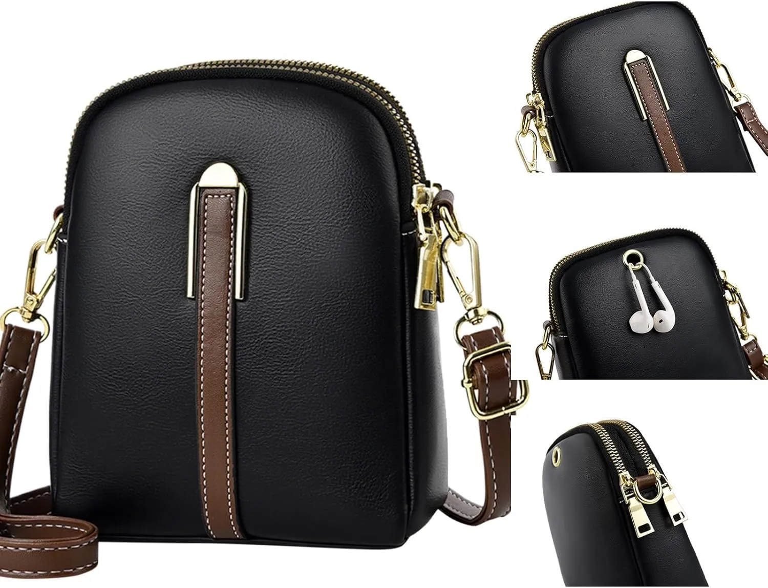 Crossbody Purses New Business Commuteuse Messenger Bag Casual Versatile Adjustable Strap Shoulder Bag (Black, One Size)
