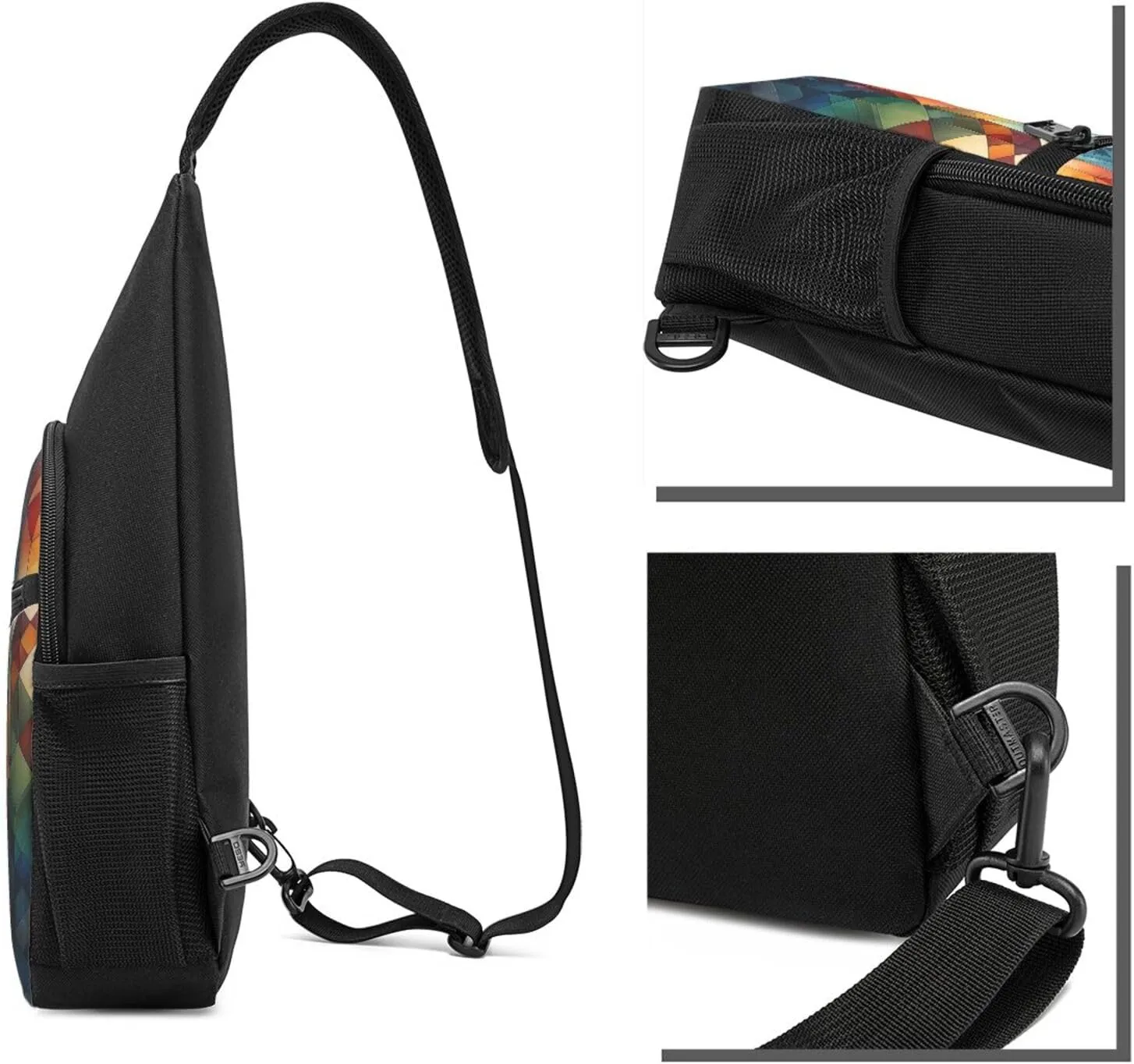 Crossbody Sling Backpack Sling Bag for Men Women Cross Chest Bag Shoulder Bag Complex geometric designs Travel Hiking Daypack