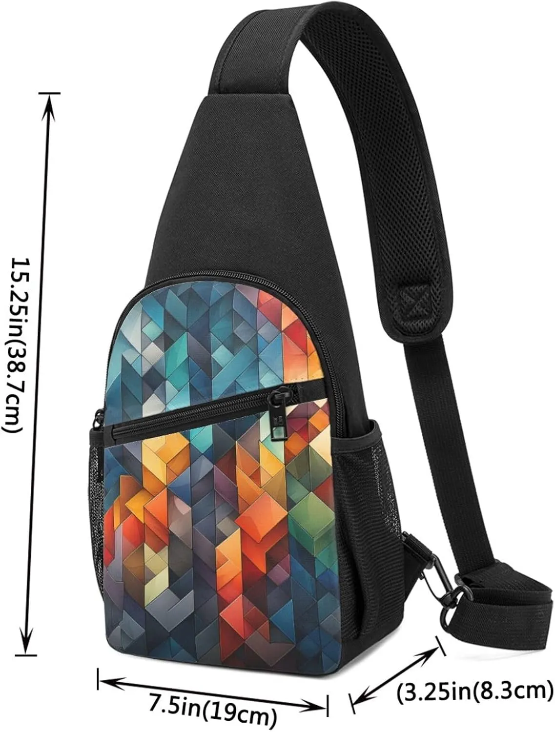Crossbody Sling Backpack Sling Bag for Men Women Cross Chest Bag Shoulder Bag Complex geometric designs Travel Hiking Daypack