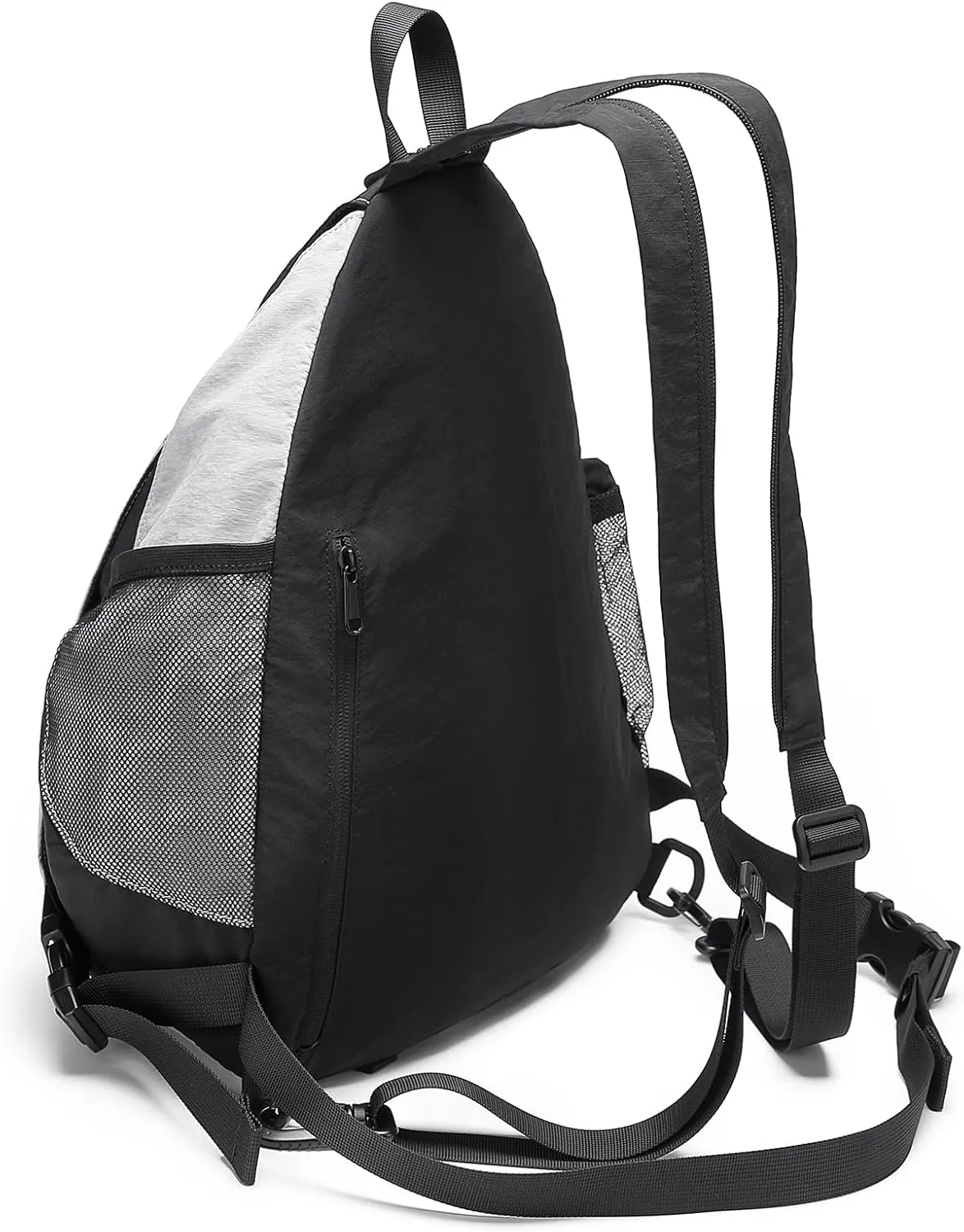 Crossbody Sling Bag Foldable Backpack Shoulder Casual Daypack Multipurpose Rucksack for Men Women Casual Hiking Outdoor Travel,Grayish Black