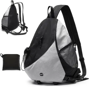 Crossbody Sling Bag Foldable Backpack Shoulder Casual Daypack Multipurpose Rucksack for Men Women Casual Hiking Outdoor Travel,Grayish Black