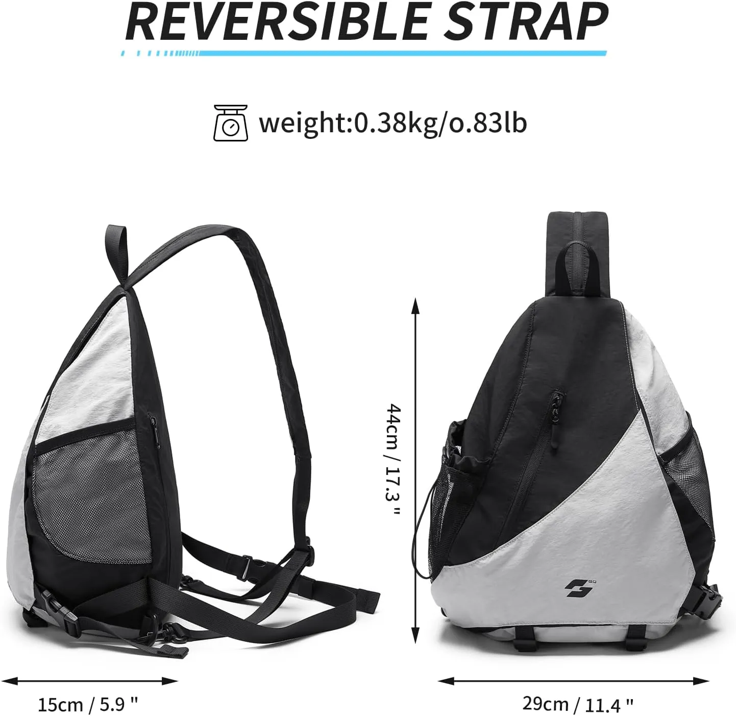 Crossbody Sling Bag Foldable Backpack Shoulder Casual Daypack Multipurpose Rucksack for Men Women Casual Hiking Outdoor Travel,Grayish Black