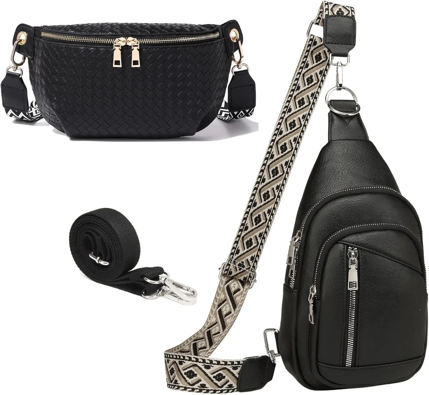 Crossbody Sling Bag Purse for Women - Small Chest Fanny Pack Trendy Travel Faux Leather Cross Body Bags with Adjustable Strap