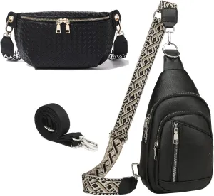 Crossbody Sling Bag Purse for Women - Small Chest Fanny Pack Trendy Travel Faux Leather Cross Body Bags with Adjustable Strap