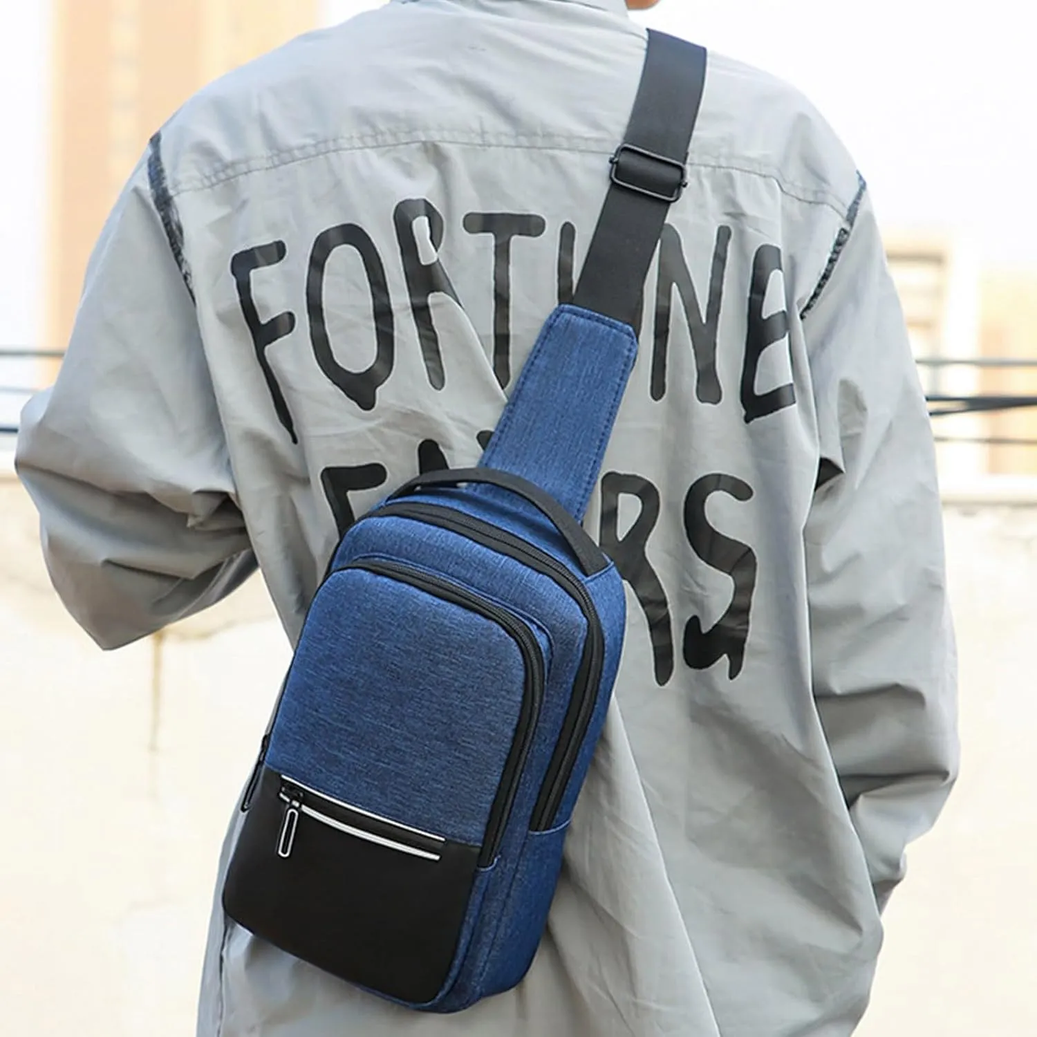 Crossbody Small Sling Backpack for Women Men Crossbody Bags with Adjustable Guitar Strap Classic Hiking Bag(Blue)