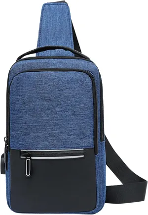 Crossbody Small Sling Backpack for Women Men Crossbody Bags with Adjustable Guitar Strap Classic Hiking Bag(Blue)