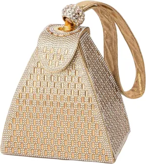 Crystal Pyramid Handbag, Pyramid Shape Rhinestones Luxury Evening Bags Fashion Evening Handbag Purse Cocktail