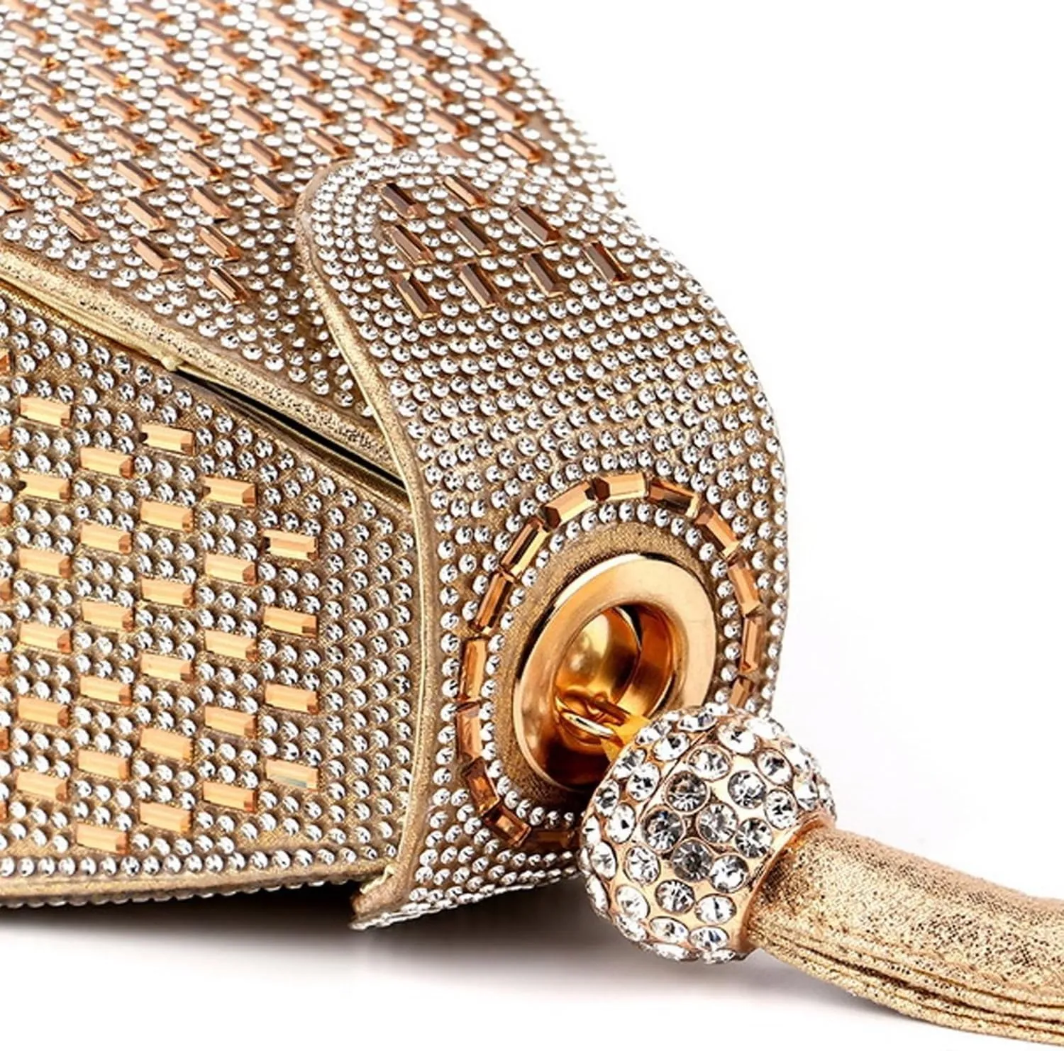Crystal Pyramid Handbag, Women's Crystal Clutch Handbags, Rhinestones Luxury Evening Bags Fashion Gold Evening Handbag(Black)