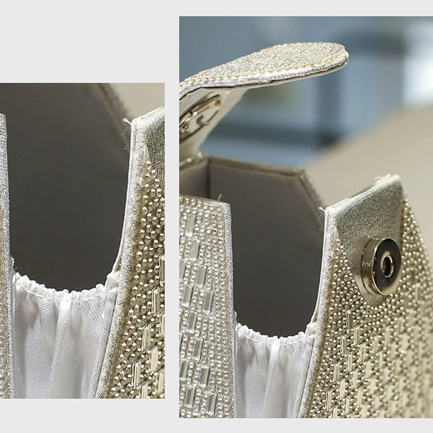Crystal Pyramid Handbag, Women's Crystal Clutch Handbags, Rhinestones Luxury Evening Bags Fashion Gold Evening Handbag(Black)