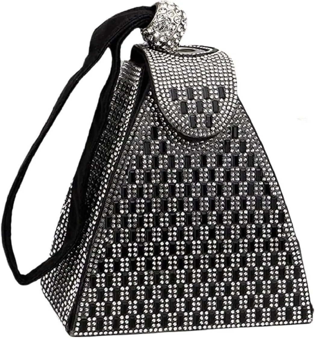Crystal Pyramid Handbag,Rhinestone Triangle Geometric Clutch Purse for Women, Evening Bags for Party Wedding Engagement