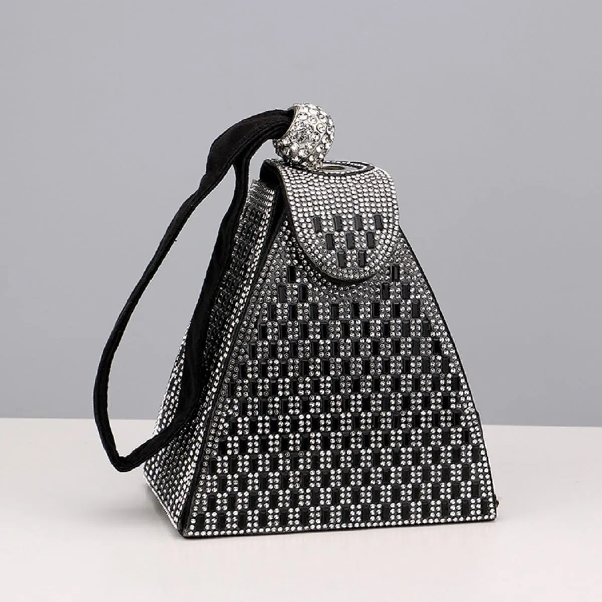Crystal Pyramid Handbag,Rhinestone Triangle Geometric Clutch Purse for Women, Evening Bags for Party Wedding Engagement
