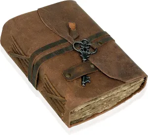 cuero Leather Journal for Women Men, Deckle Edge Paper Leather Notebook of 180 GSM, Book of Shadows Journal Blank, Leather Bound Journal diary (Vintage Brown)