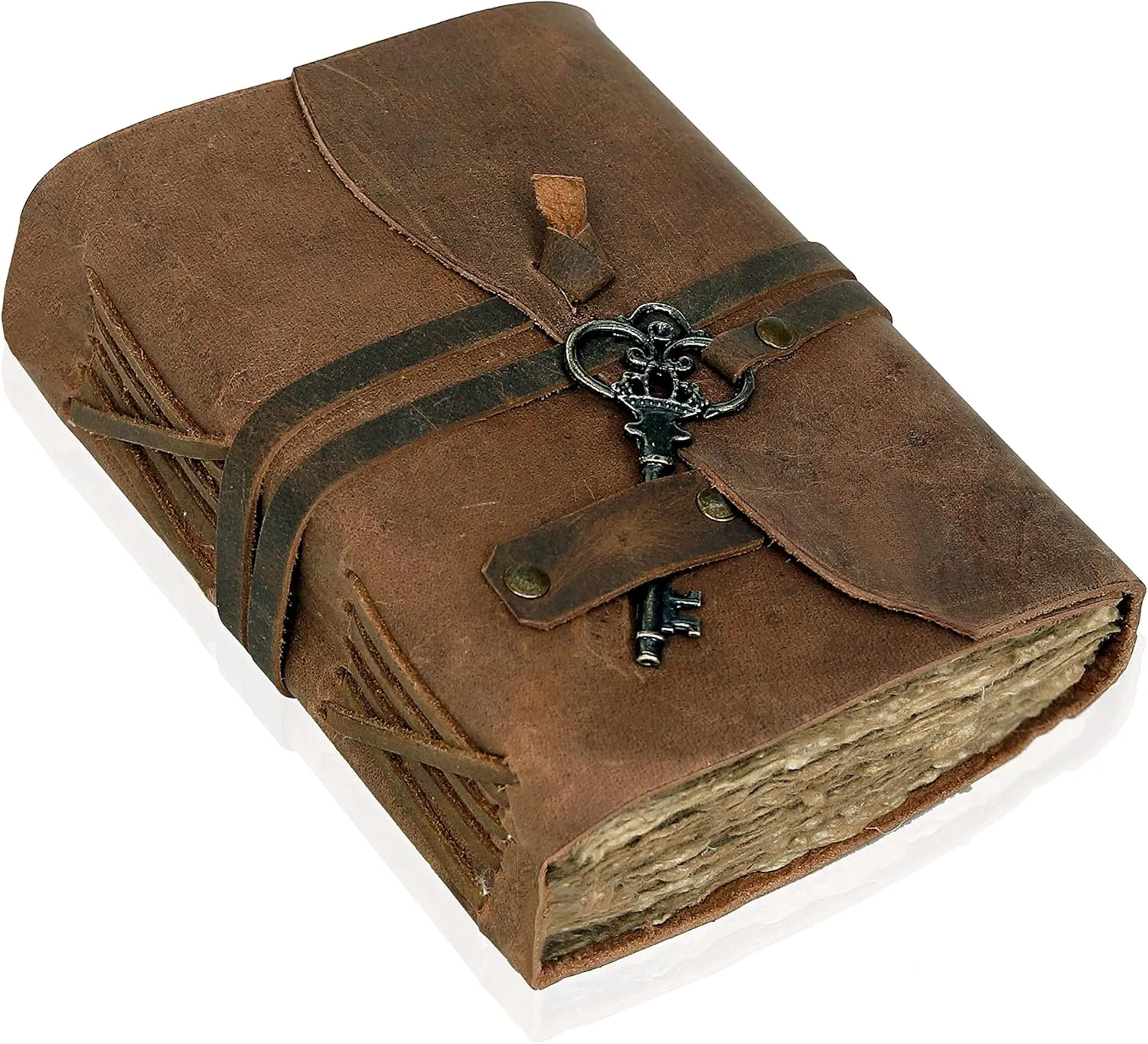 cuero Leather Journal for Women Men, Deckle Edge Paper Leather Notebook of 180 GSM, Book of Shadows Journal Blank, Leather Bound Journal diary (Vintage Brown)