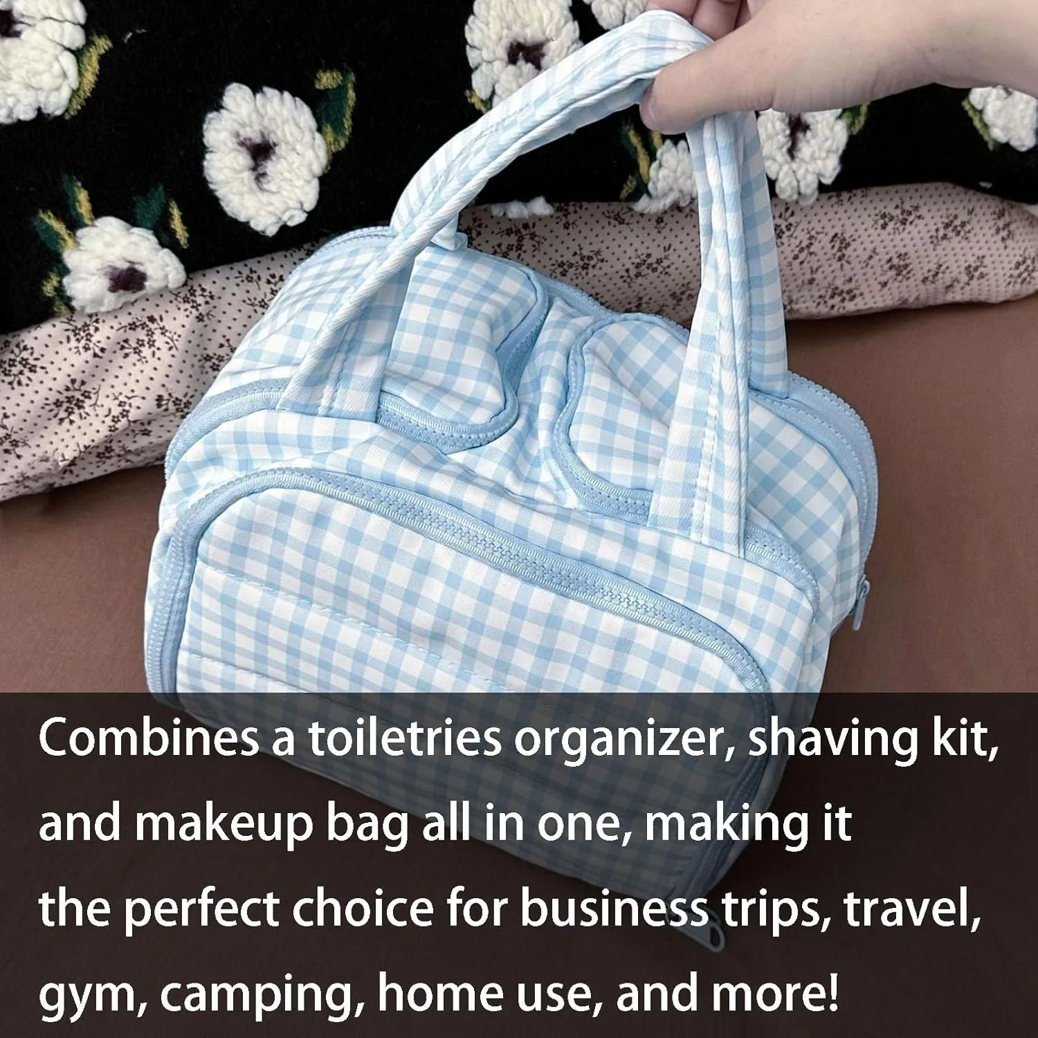 Curetoawayz Travel Cosmetic Bag, Large Capacity Wide-Open Travel Cosmetic Bag, With 4 Compartments, Waterproof/Portable/Wet and Dry Separation (Purple)