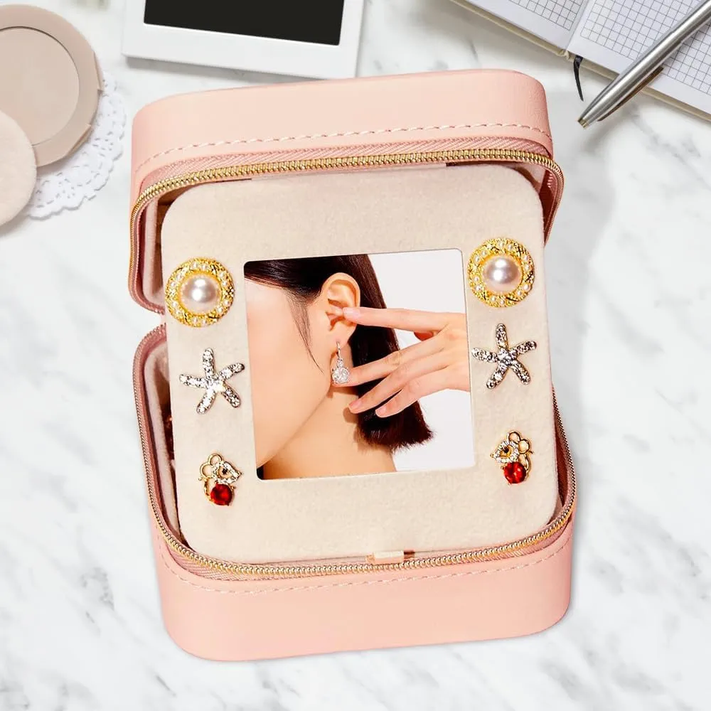 Custom Gift for Her-Personalized Jewelry Organizer and Storage,Mother of The Bride Jewelry Box with Mirror Gifts for Women,Maid of Honor Proposal Gifts with Flower Customized
