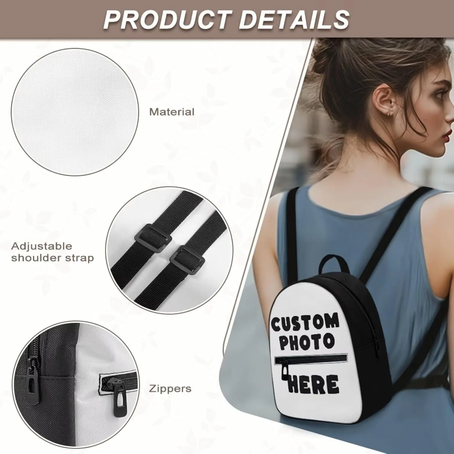 Custom Mini Backpack for Women Teen Girls Add Your Image Small Backpacks for Travel Fashion Cell Phone Backpack Shoulder Bag for Ladies Birthday Gift for Female