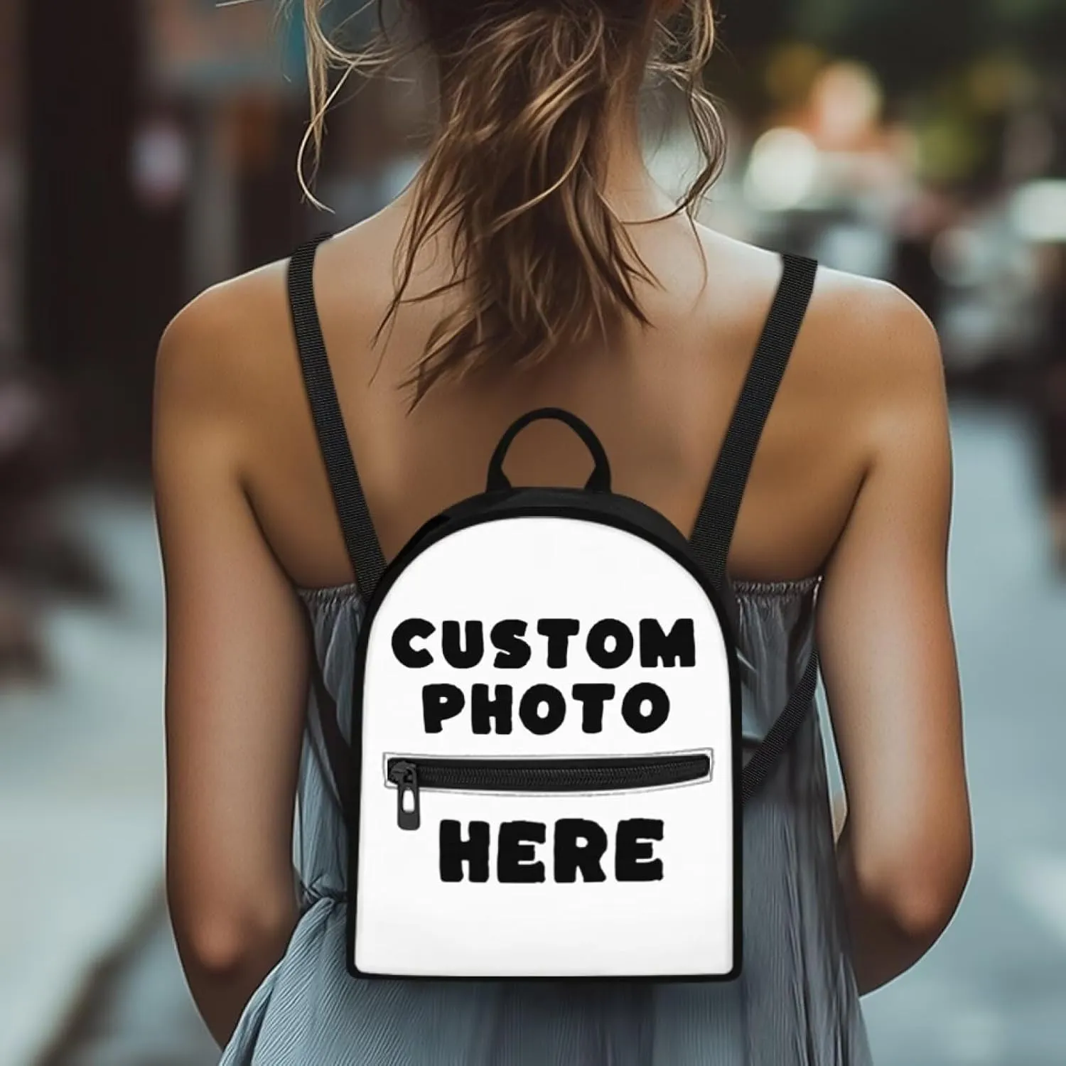 Custom Mini Backpack for Women Teen Girls Add Your Image Small Backpacks for Travel Fashion Cell Phone Backpack Shoulder Bag for Ladies Birthday Gift for Female