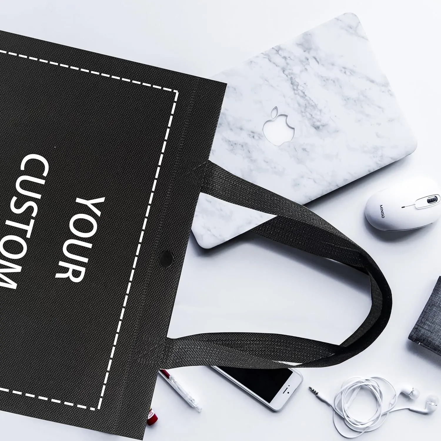 Custom Tote Bags，Personalized Non-Woven bag - Reusable Grocery Bags, Shopping Bags, Promotional Item, Logo,Recyclable