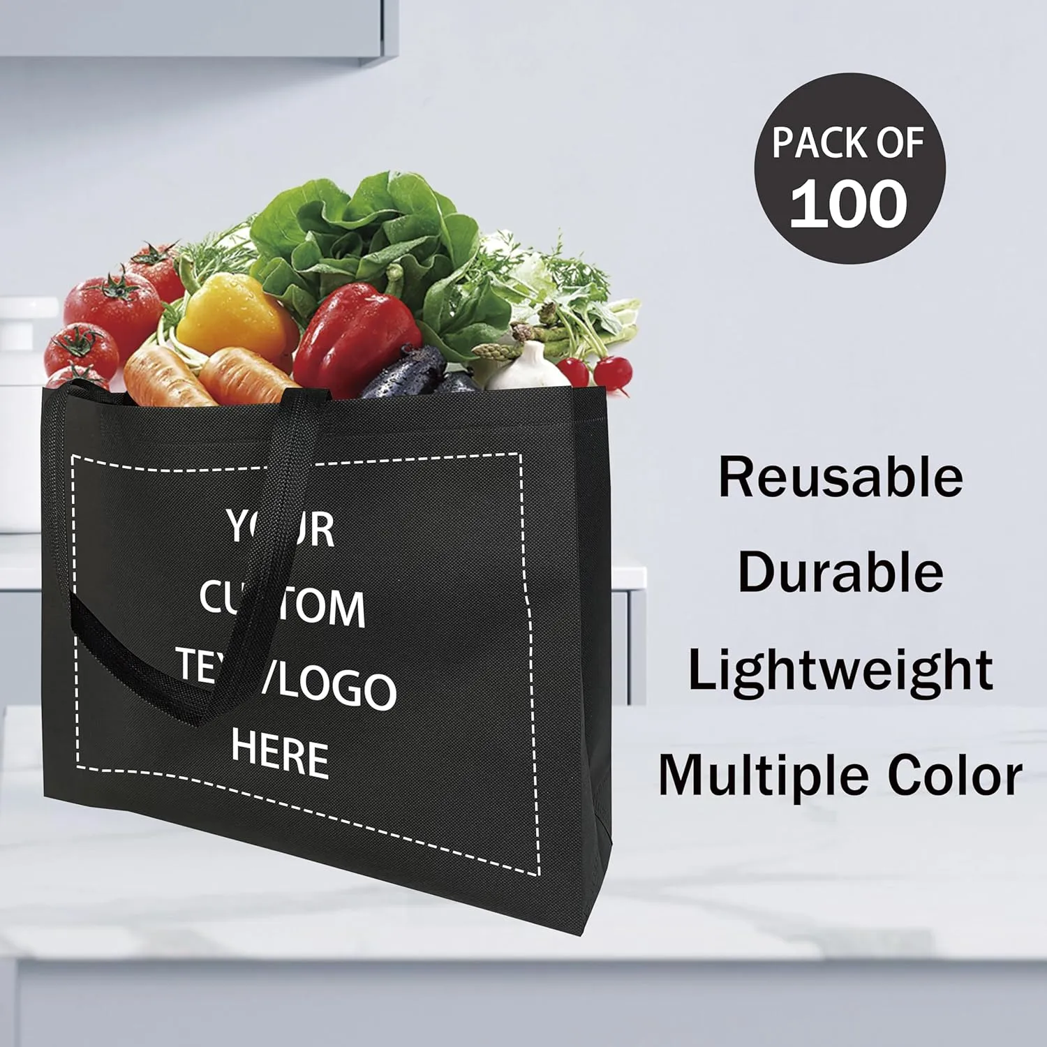 Custom Tote Bags，Personalized Non-Woven bag - Reusable Grocery Bags, Shopping Bags, Promotional Item, Logo,Recyclable