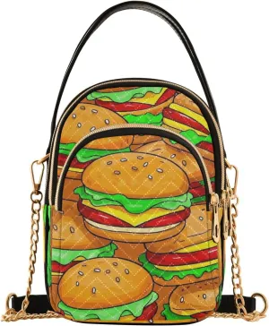 Cute Cartoon Food Burger trendy shoulder bag for women with multi pockets handbag for women for running