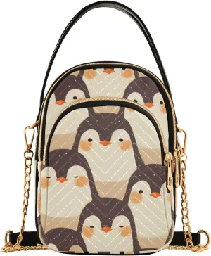 Cute Cartoon Penguin trendy quilted crossbody with multi pockets handbags for women for adult