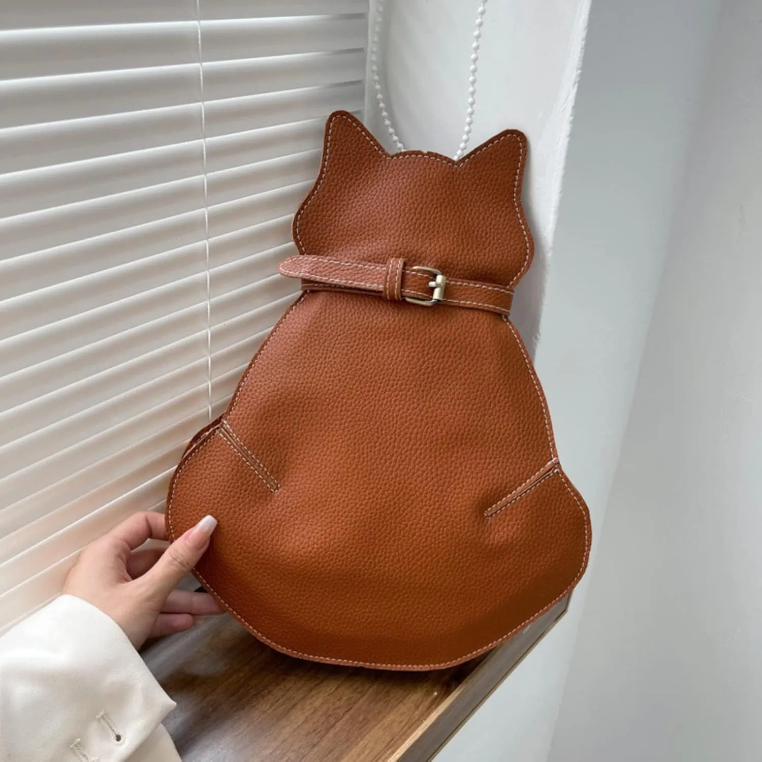 Cute Cat Bags New Personality One Shoulder Messenger Bags Fashion Chest Bag Geographic Messenger Bag (Brown, One Size)
